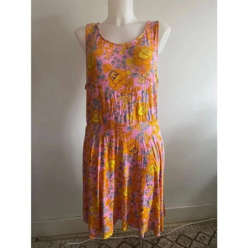 NWT‎ Women's Agnes & Dora Pink Orange Floral Fisher Dress Size XXXL